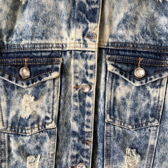 Blue Identity Women's Distressed Stone Washed Denim Vest Size XL - Picture 4 of 10